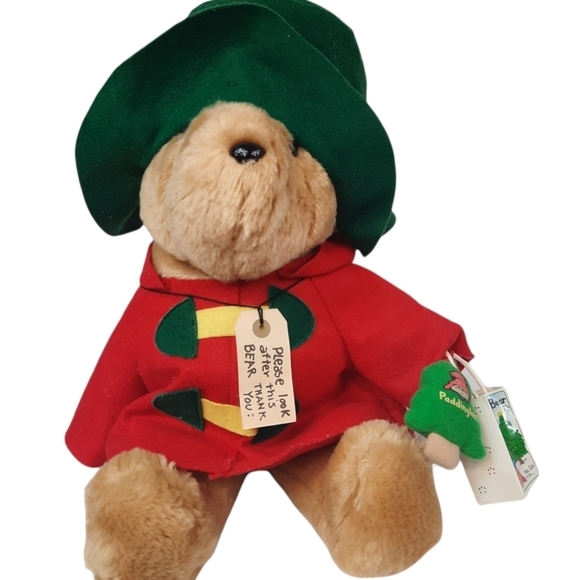 16'' Vintage Sears PADDINGTON BEAR Plush Toy Green Hat Red Coat Teddy - Picture 1 of 10
